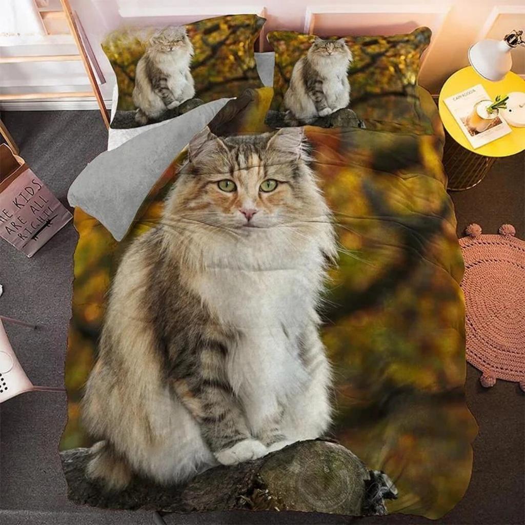 Lovely Pet Cat Bedding Set Animal Printed Covers Pillowcase Single Double King Queen Size Duvet Cover Kitty Pattern Quilt Cover
