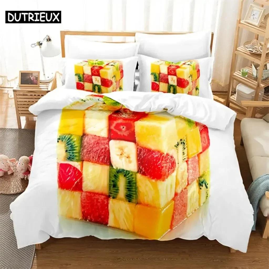 Luxury New 3D Print Summer Fruit Queen Bedding Set Duvet Cover Set Bedding Digital Printing Bed Linen King Size Duvet Cover Set
