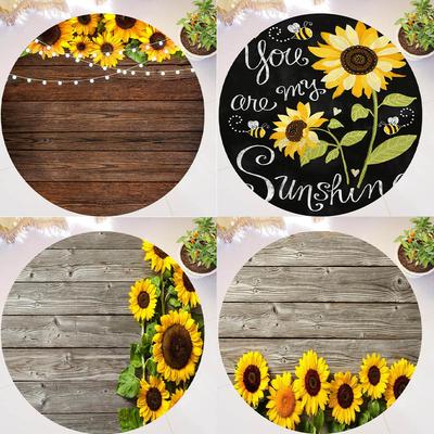 Covor rotund șic You Are My Sunshine Floarea-soarelui Sufragerie Dormitor Covor modern Floral Covoraș Scaun Acasă