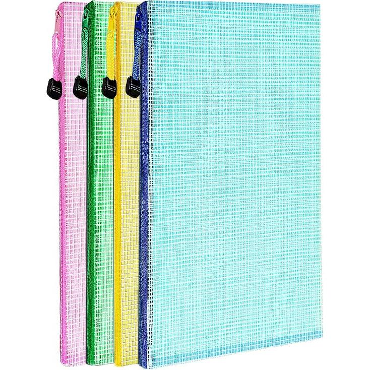 LEOBRO Mesh Zipper Pouch Bags, 13.2 x 9.2  Zipper Pouch, 4 pcs Mesh Bags with Zipper, Storage Bags Pouch for Organization Toy Puzzles Board Game 4