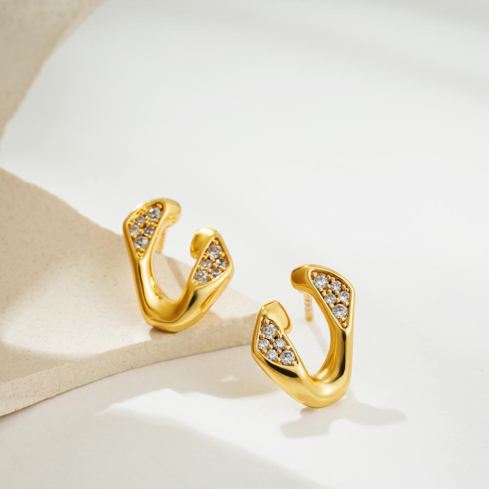 Modische glänzende dreilagige strukturierte Ohrringe mit verschlungenem Knoten für Damen, goldfarben, Edelstahl-Ohrring, Vintage-Schmuck, Geschenk