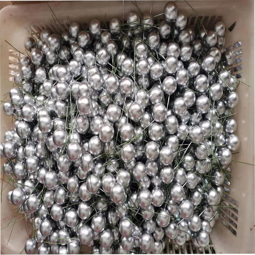 Artificial Holly Berries, 10 mm Fake Berries Decor on Wire for Christmas Tree Decorations Flower Wreath DIY Craft Use (Pack of 50, Silver)