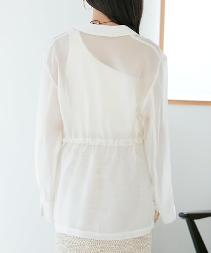 [BIS] Women's Drawstring Sheer Jacket, BVV14020, Natural (16)