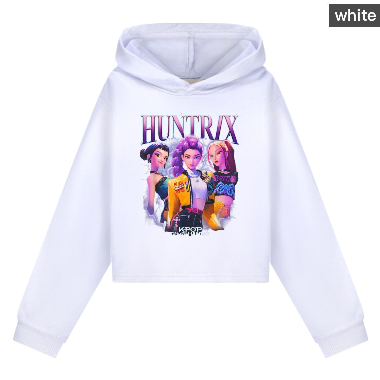 Худи Толстовки Девочки Короткое Удобное Худи Мода Мультяшный Принт Толстовка Повседневная 130cm белый