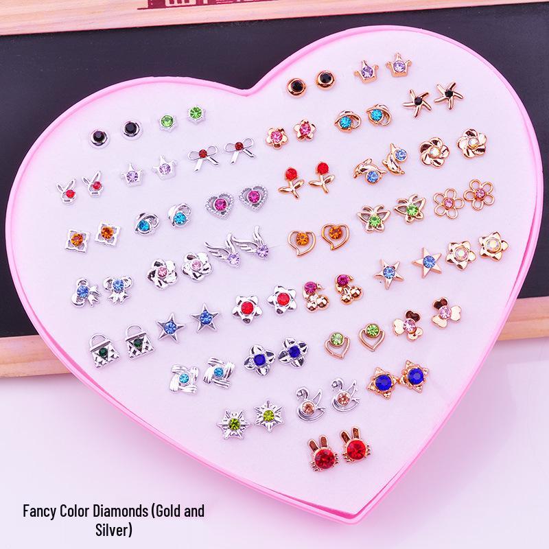 Women's Heart Stud Earrings Set in Acrylic Resin - Boxed Jewelry Accessory