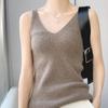 Women's V-Neck Wool Knit Vest: Autumn/Winter Solid Color Sleeveless Camisole for Commuting.