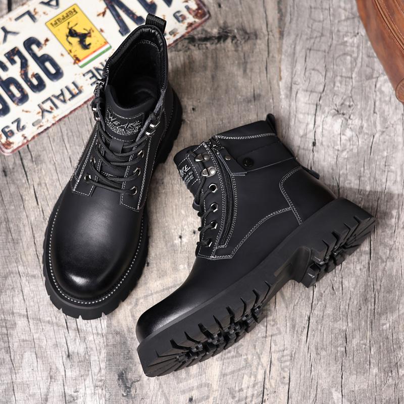 New Fashion Brand Male Motorcycle Boots Comfortable Ankle Boots for Men Leisure Walking Shoes All-match Botas Man High Top Shoes