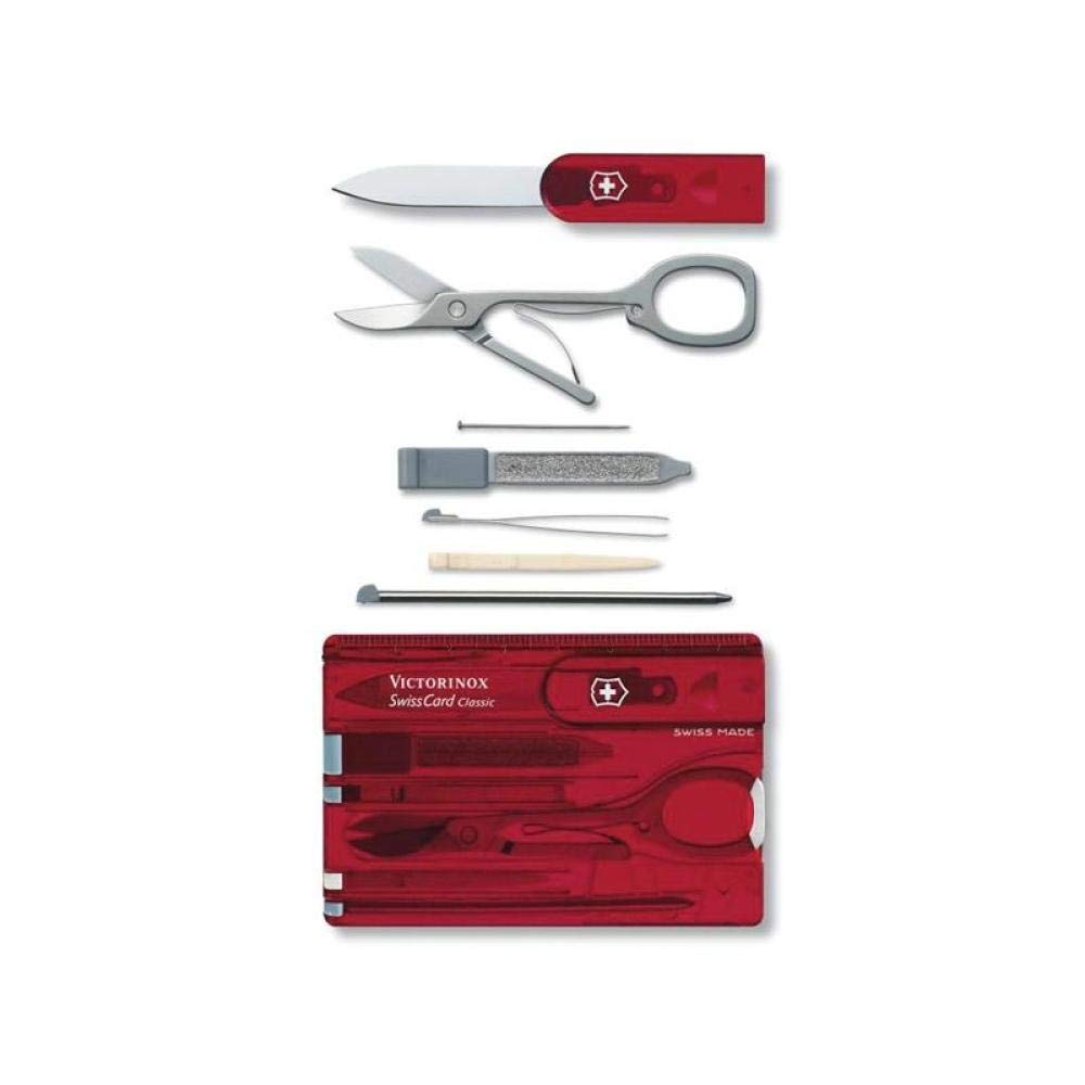 VICTORINOX Swiss Card Classic rot transparent Outdoor Camping Outdoor Multitool Multifunktionswerkzeug Notfall Katastrophenschutz Multi praktisch kompakt