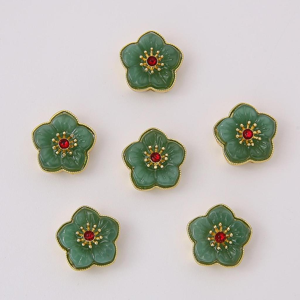 Copper Sand Gold Hollow Separated Bead Cherry Blossom Charm For DIY Jewelry Making Craft Accessories