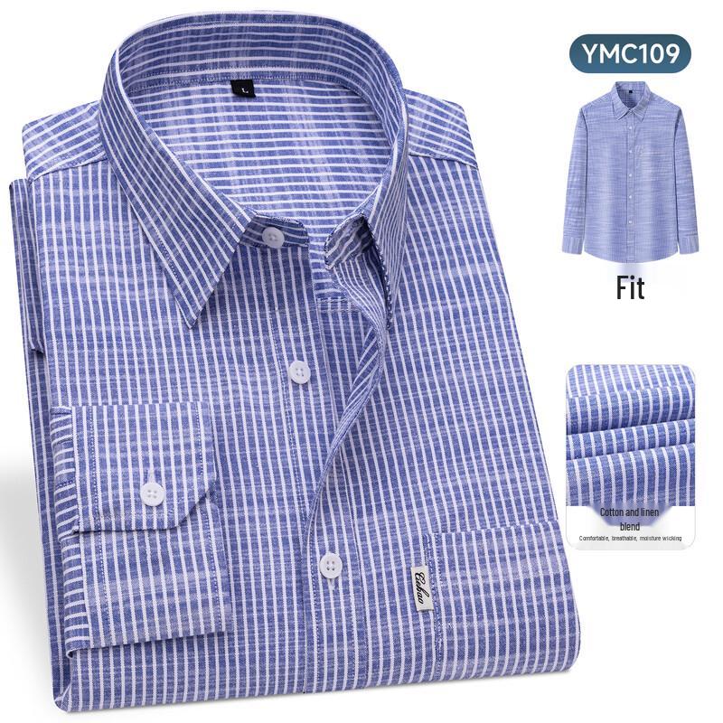 Firstview Men's Old Money Style Striped Business Casual Long Sleeve Shirt