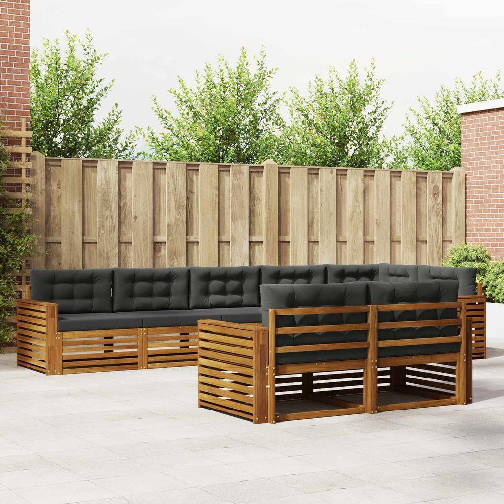 Outdoor Sofa Set with Cushions 8 Pcs Natural and Anthracite