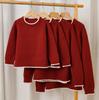 2025 Knit Red Family Sweater: Thickened Round Neck Pullover for Parent-Child, Couples & Casual Wear
