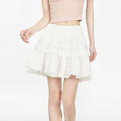 Ruffled Skirt for Women Spring Summer High Waist Cute White Shorts Skirt White Ballet Style Female Clothing Y2K Korean Fashion