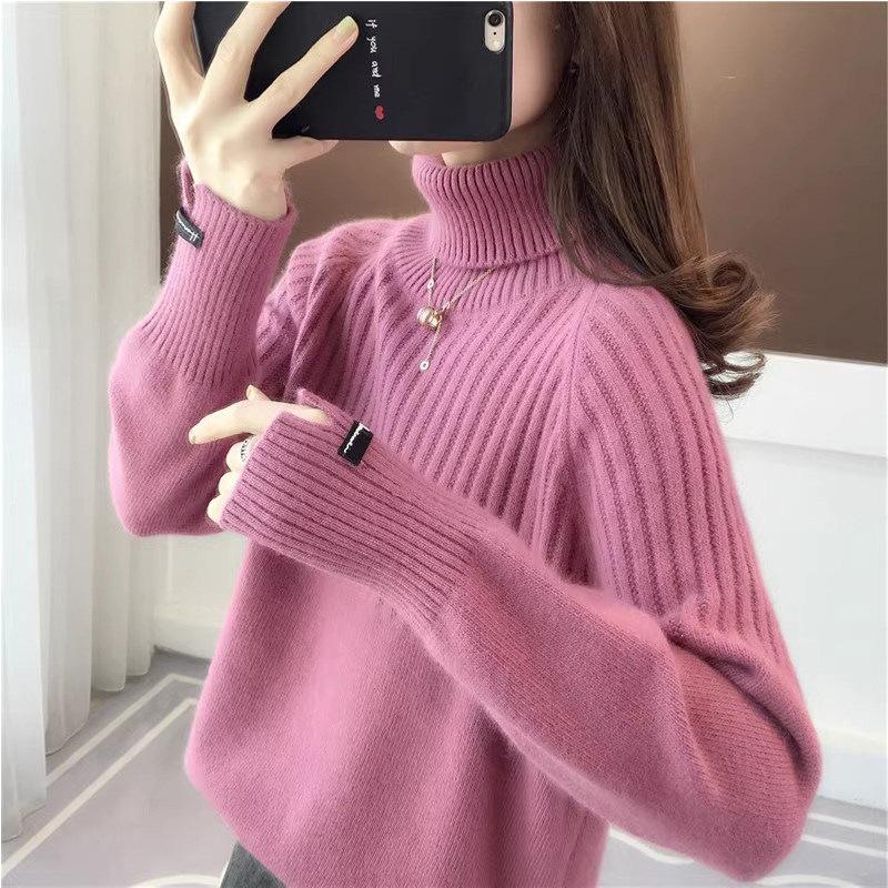 Chic European-Style High Neck Women's Sweater - Autumn/Winter 2026 Loose Knit Pullover