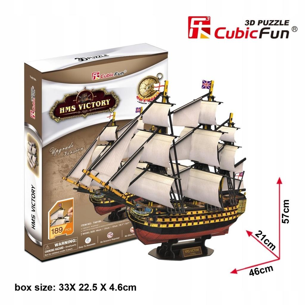 Cubic Fun Puzzle 3d Żaglowiec Hms Victory Royal Navy 189 Elementy - T4019h