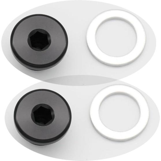 Multi-Purpose Aluminum Metric Thread Port Plug M10 x 1.25 Hex Plug with Crush Washer, Black, Pack of 2