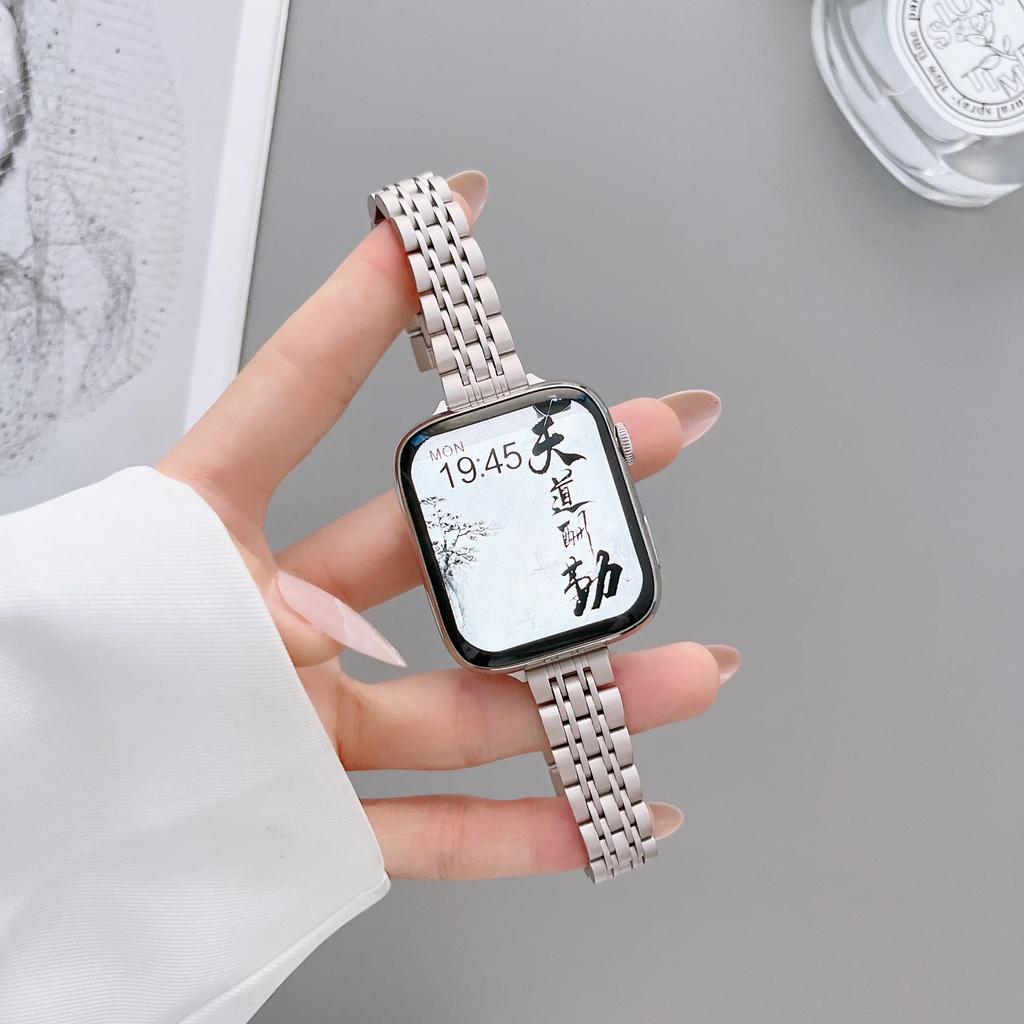 Starlight Stållänkarmband för Apple Watch Series Ultra 8 7 SE 6 5 4 3 49mm Metallarmband IWatch 38 40 41mm 42 44 mm 45mm