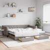 Vidaxl Extendable Sofa with Drawers, Taupe, 100X200 Cm, Fabric