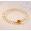 Citrine Natural Golden Rutilated Quartz Beaded Bracelet for Women, Alloy Jewelry