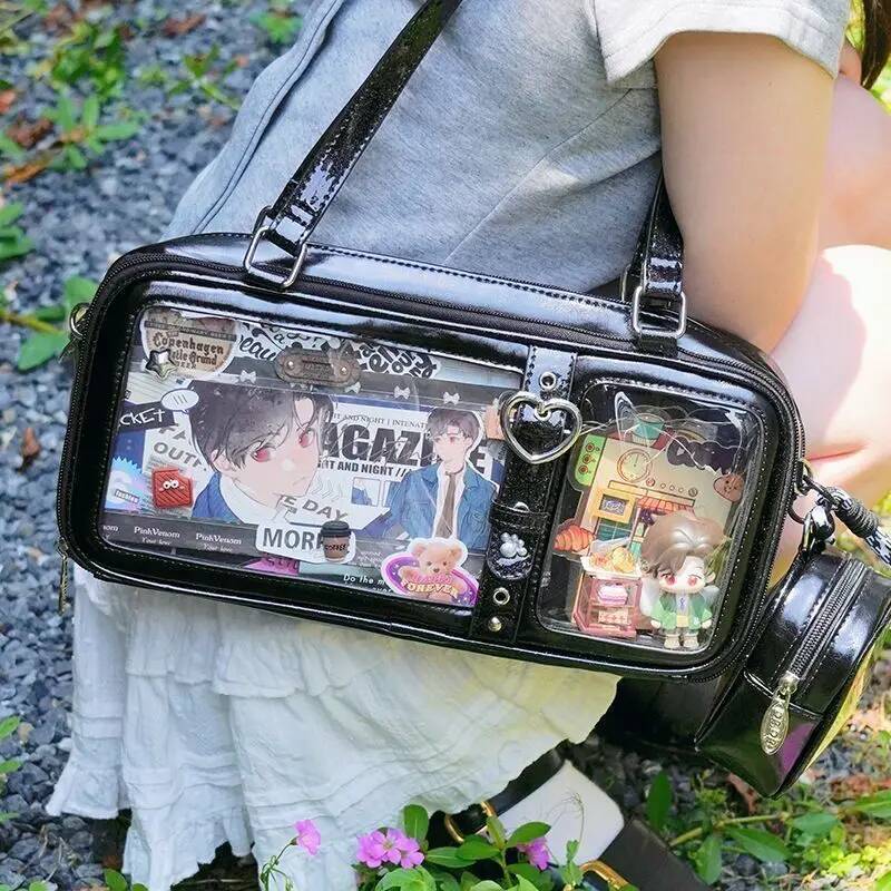 Y2K New Original Design Ita Bag Fashion Women Shoulder Bag Sweet Girl Transparent Cosplay Handbag DIY Badge Display Underarm Bag