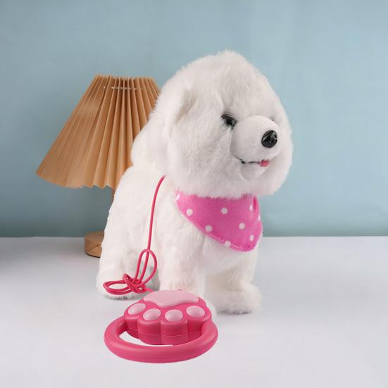 Interactive Walking Plush Puppy Toy with Touch Sensing Tongue Licking Motion Lifelike Sounds Electric Dog Plushie with Leash Simulation Stuffed Toy