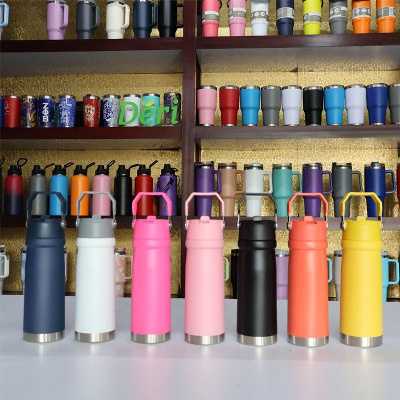 Nice Custom Color logo Portable School Stainless Steel 304 Vacuum Flask Powder Coated Water Bottle Insulated for Sports