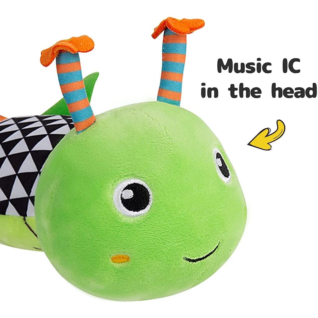 Infant Baby Musical Stuffed Animal Activity Soft Toy with Multi-Sensory Crinkle,Rattle and Textures for Tummy Time Newborn 0-3-6-12 Months,Caterpillar
