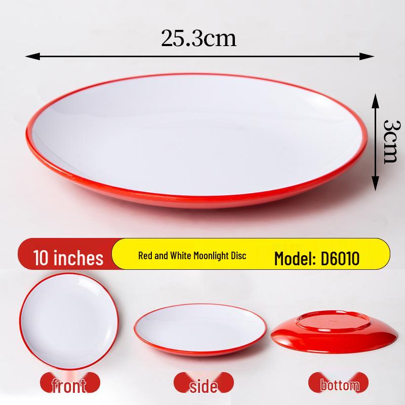 Two-color Round Melamine Stir-fry Plates & Rice Bowls for Hotel Buffet Restaurants