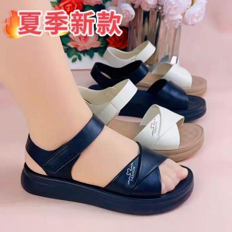 Sandales plates en cuir souple, nouveautés d'été, semelles souples, confortables, légères et antidérapantes