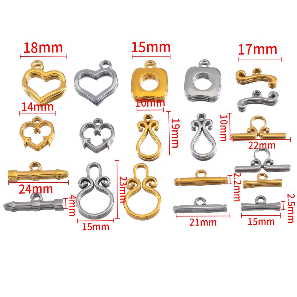 3sets/lot Stainless Steel Heart OT Toggle Clasp Hook Rings Connectors for DIY Necklaces Bracelets Accessories Jewelry Making