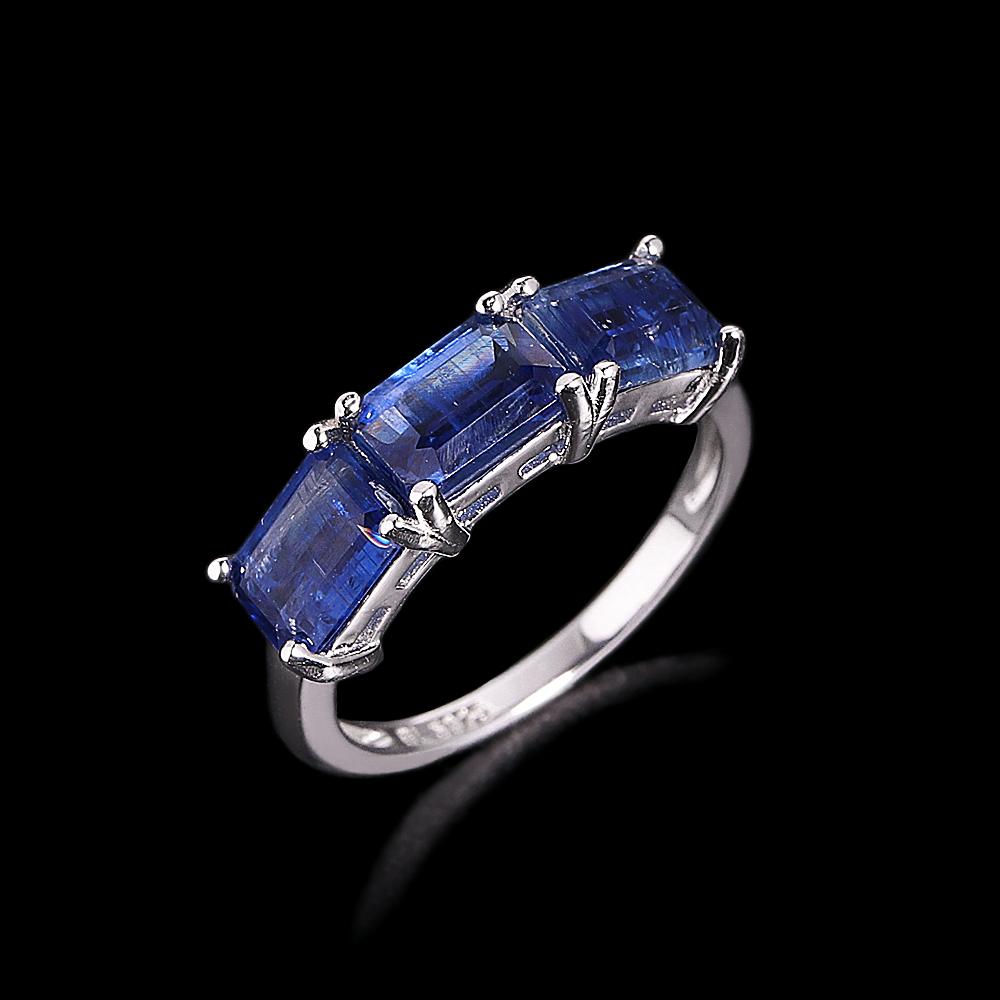 

Классический дизайн кольцо из серебра 925 пробы Натуральный восьмиугольный кианит 5*7 мм Легкая роскошная ювелирная бижутерия для женских свадебных и праздничных подарков US RING SIZE:9# синий