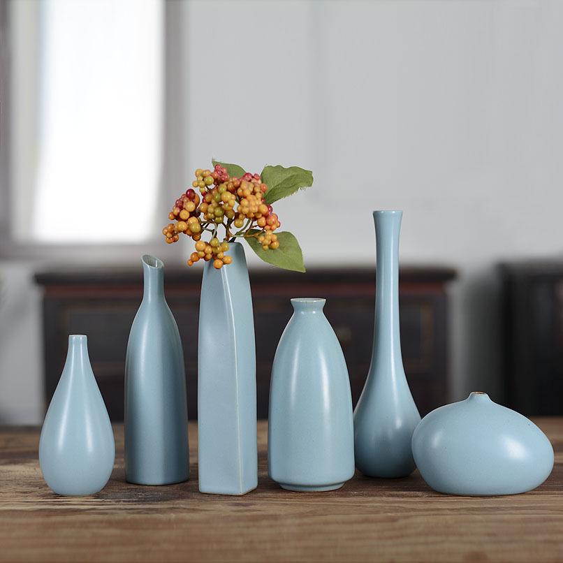 Vaso Ceramica Blu Zen - Mini Composizione Floreale, Ornamento per Soggiorno, Portafiori Secchi, Decorazione Floreale Arte Cerimonia del Tè Giapponese.