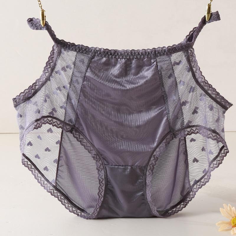 

Ультратонкие шелковистые трусики-бюстье большого размера с высокой талией на бедрах, кружевные, сексуальные, красивые, с треугольными чашечками на талии L фиолетовый