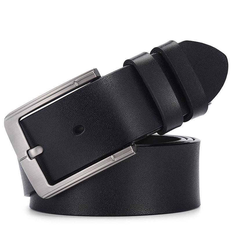 Retro Two-layer Cowhide Leather Belt With Alloy Pin Buckle In Various Colors And Lengths