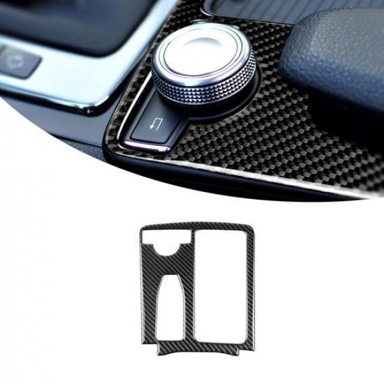 Auto Carbon Fiber Media Console Panel Trim Black For Benz C Class W204 2007-2013