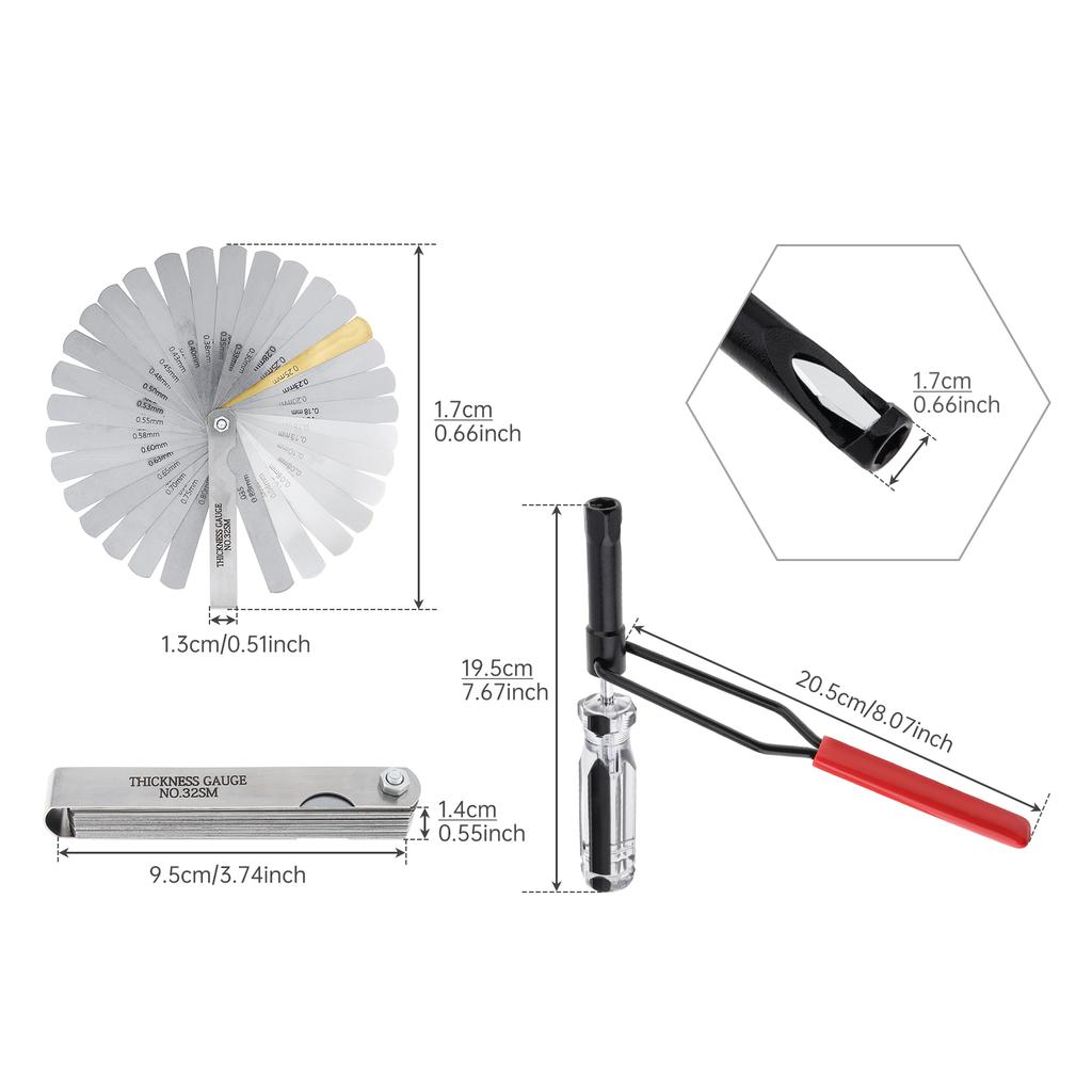 10mm Locking Nut Valve Adjustment Tool with Feeler Gauge Multifunctional