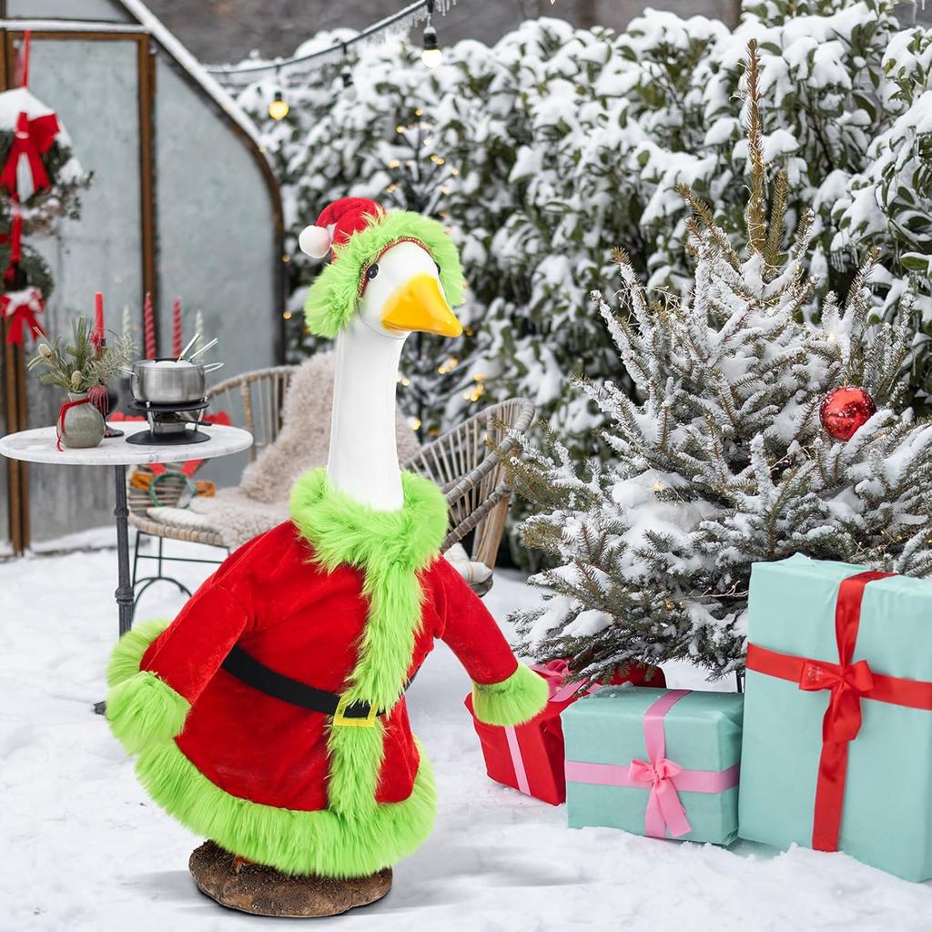 Christmas Goose Pack 23 "Lawn Goose Decor Green Santa Costume Porch Goose Decoration Outdoor Home Garden Coffee Bar Decorations