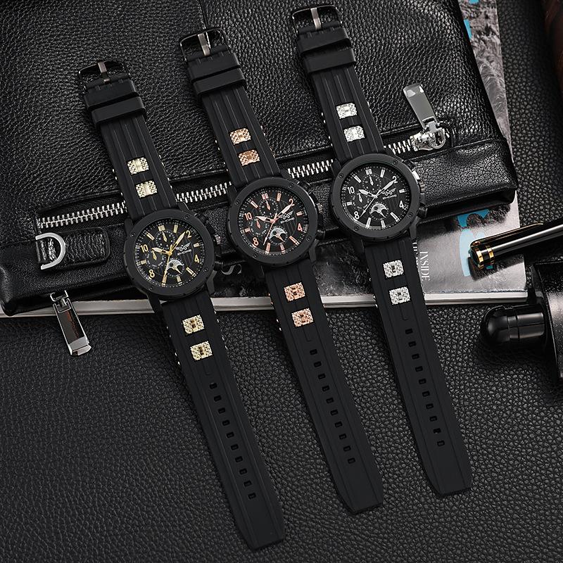 Neue Herrenatmosphäre Einfache gefälschte drei Augen Silikonarmbanduhr Herrenquarzuhr