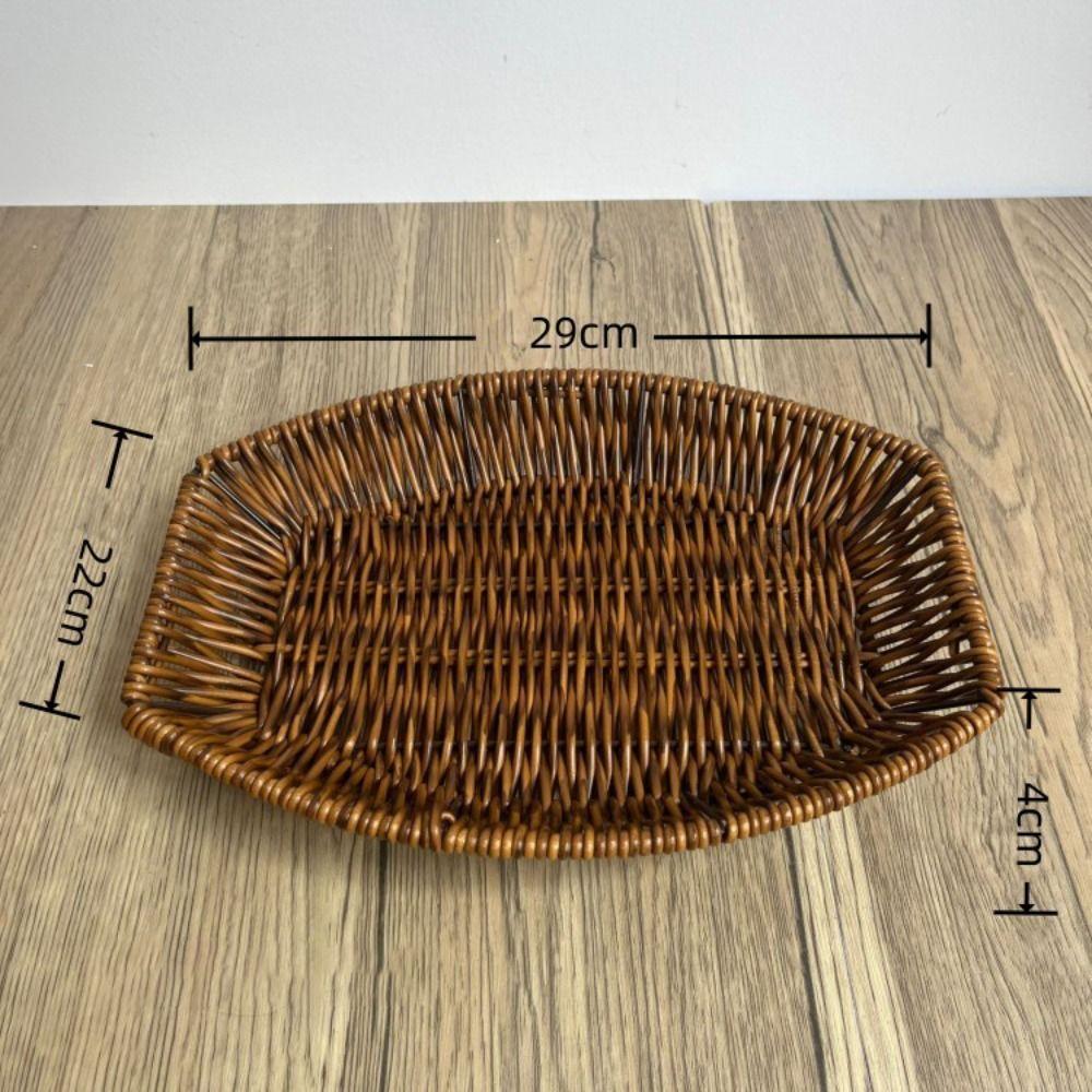 Hand-Woven Food Plate Vintage Wicker Basket Durable Bread Tray