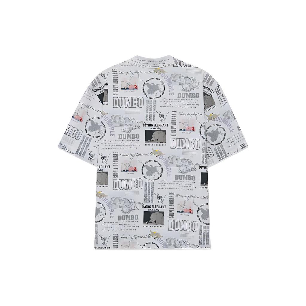 Li Ning X Disney Dumbo Series All Over Print Loose Fit Sports Short Sleeve Shirt Women shirts White ASHR162-1