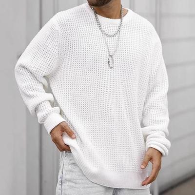 New Men's Round-neck Knitted Sweater for Autumn and Winter, Long-sleeved, Solid-color, Simple Knitted Men's Base Shirt