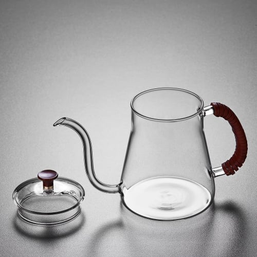 Pokaro Tea Drip Pot, Coffee Kettle, Narrow Mouth Kettle, Heat-Resistant Glass, 680ml, Narrow Mouth Gooseneck Pot, Coffee Pot, Stovetop Safe, Borosilic