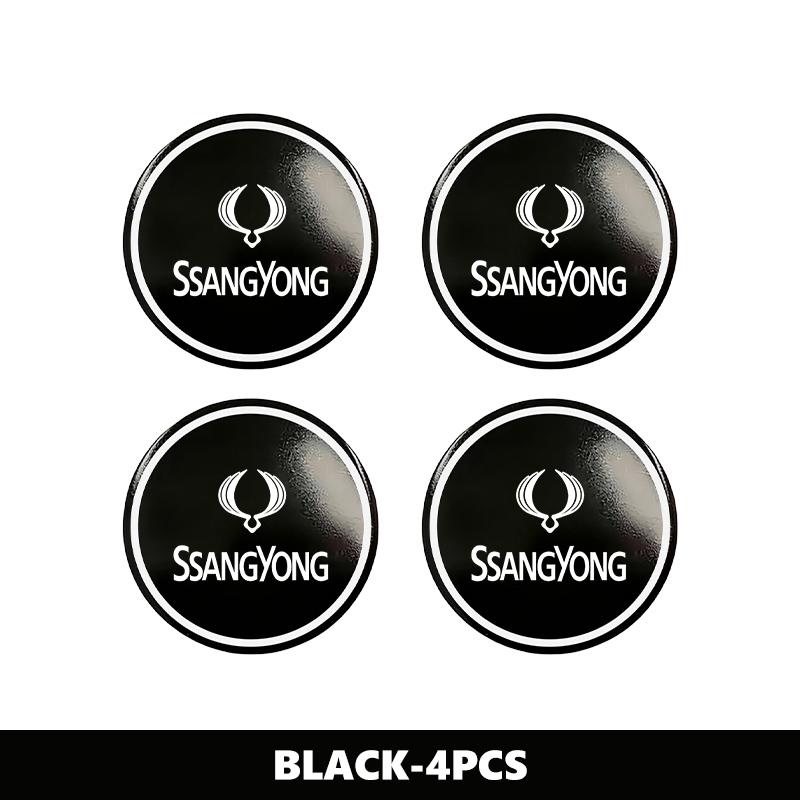 4pcs 56mm Car Aluminum Logo Wheel Center Hub Cap Badge Sticker For SsangYong Musso Rexton Torres Kyron Actyon Tivoli Rodius