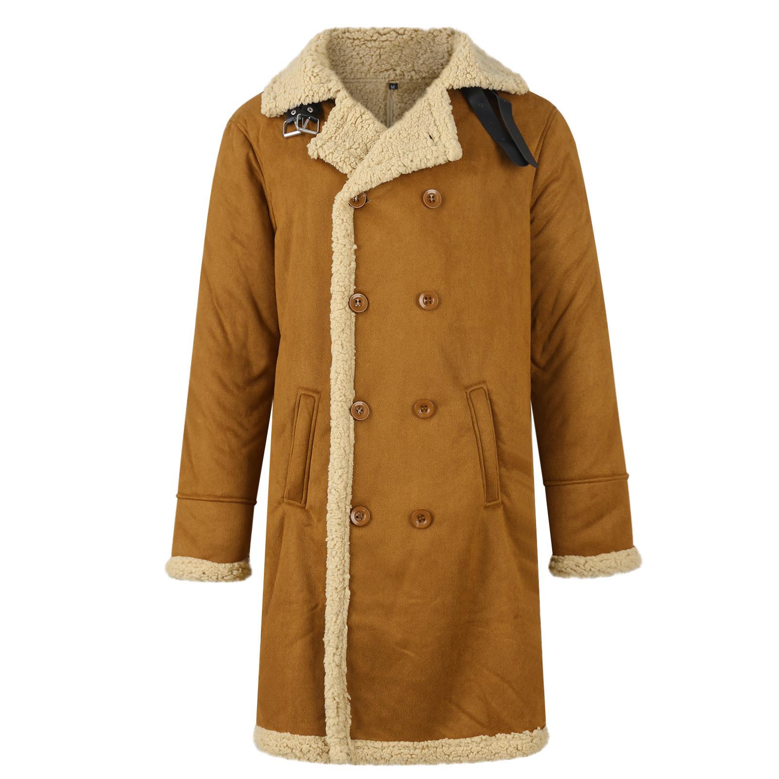 

Мужское утолщенное пальто с длинными рукавами, флисовая куртка из искусственной кожи, верхняя одежда M