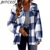 BITCED Naiste Vintage Vabaaja ruuduline sügis-talvine pikkade varrukatega POLO kaelusega jakid ja mantlid