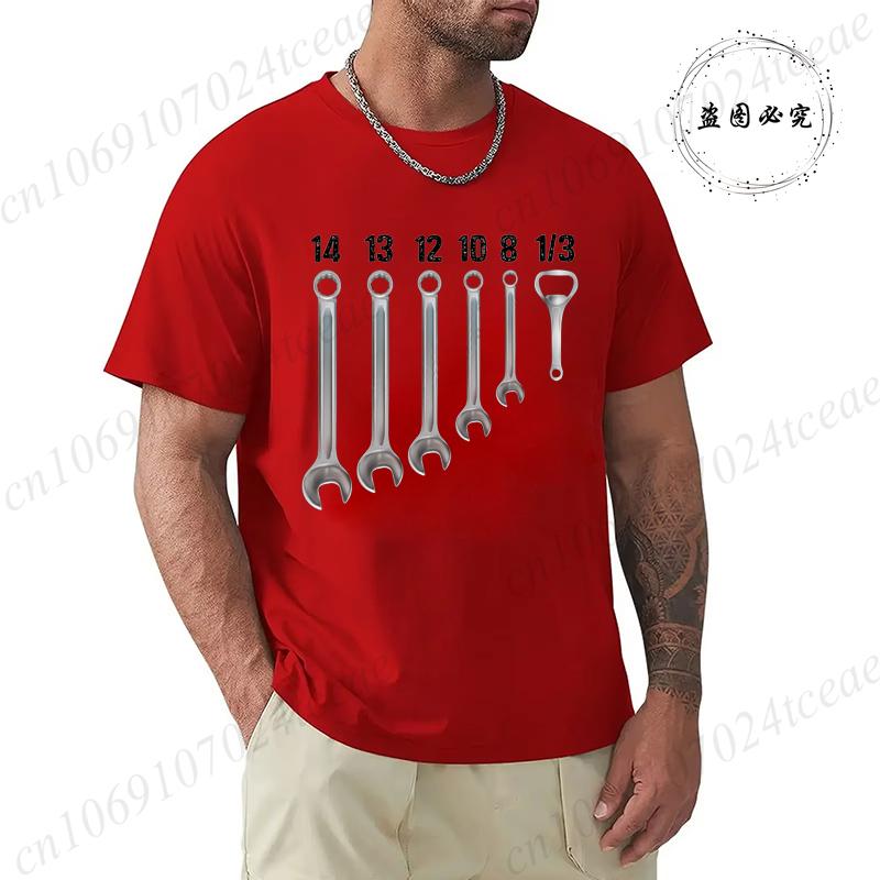 Men Summer Clothing Fashion Casual T-Shirts Keys Mechanic Beer Opener Humor Alcohol Beers Cars Motorcycles Print Sports T-shirt
