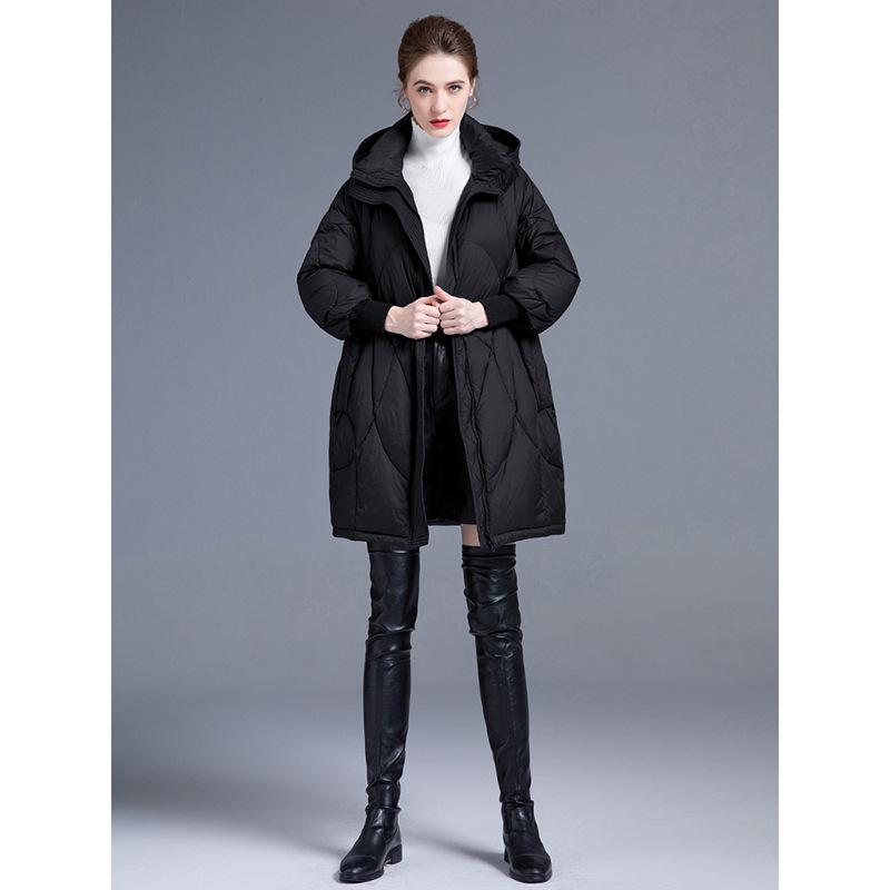 New down jacket medium and long high-end autumn and winter high-end light luxury hooded thickened warm down jacket women