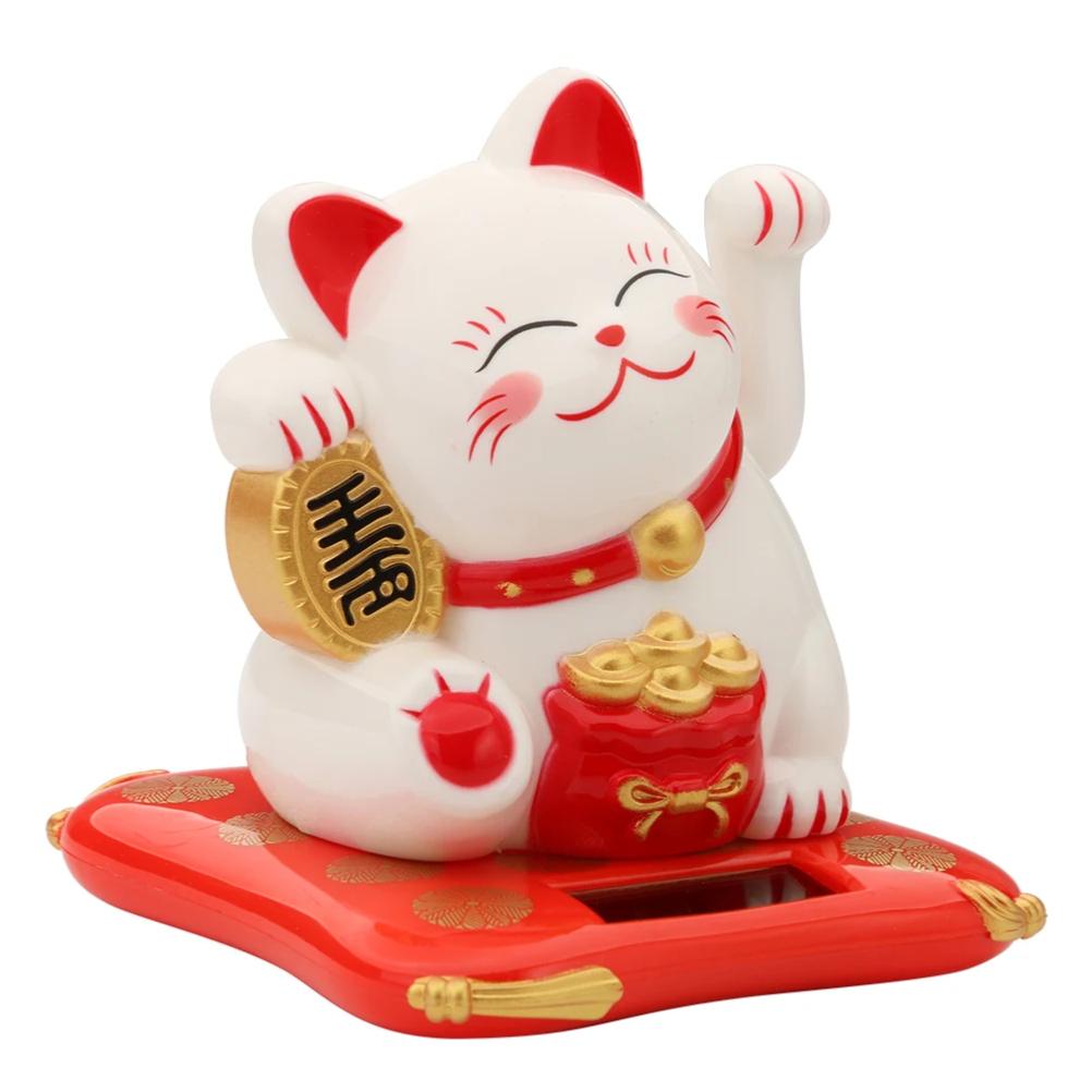 Glückskatze Reichtum Winkende Figuren 2,5 Zoll Solarbetrieben Niedliche Katze Handwerk Statue für Zuhause/Büro/Auto Windschutzscheibe Deko Zubehör