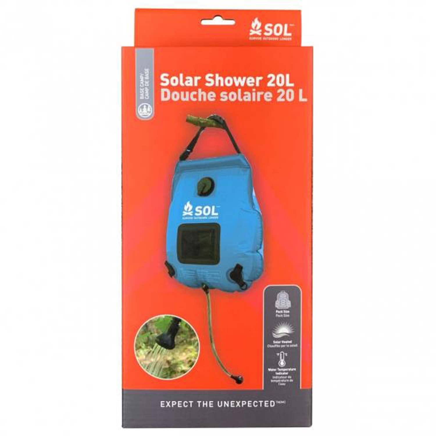 

SOL Solar Shower, 13873, 20L Capacity, Hot Water for Camping and Outdoor Use