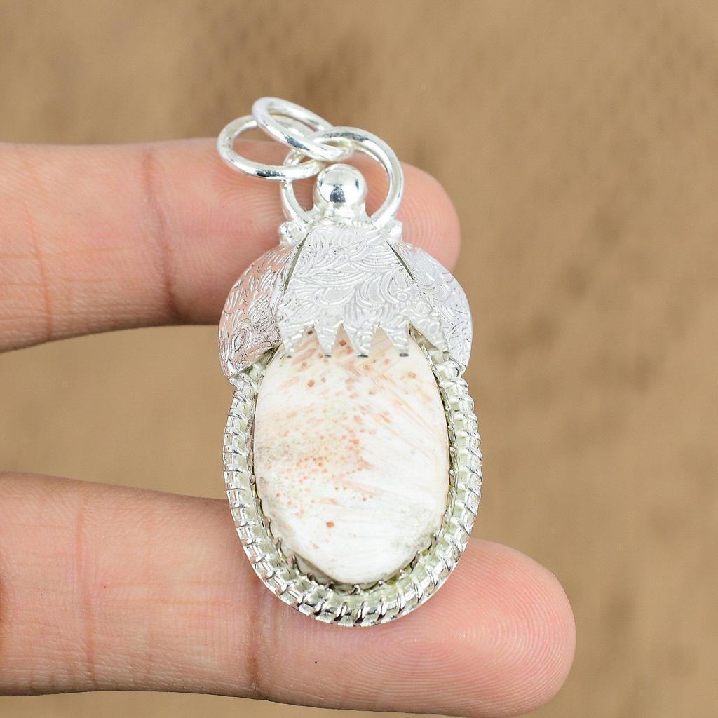 925 Silver Crown Chakra Natural Scolecite Engagement Wedding New Pendant Jewelry